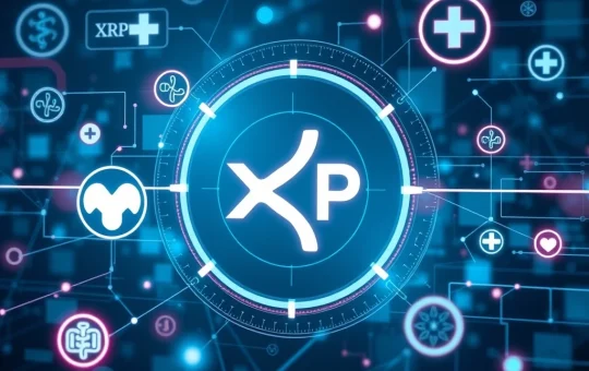 XRP adoption in healthcare, showing digital payment flow and Wellgistics' innovative move to modernize financial operations.