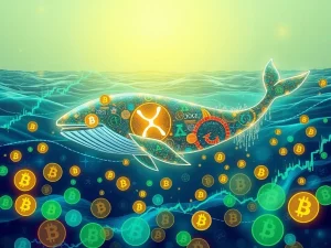 A crypto whale accumulating XRP and DOGE, symbolizing significant XRP whale activity and altcoin market shifts.