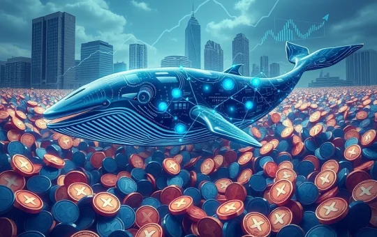 Depiction of large XRP whale accumulation, representing institutional confidence and potential future market surge for Ripple's XRP.