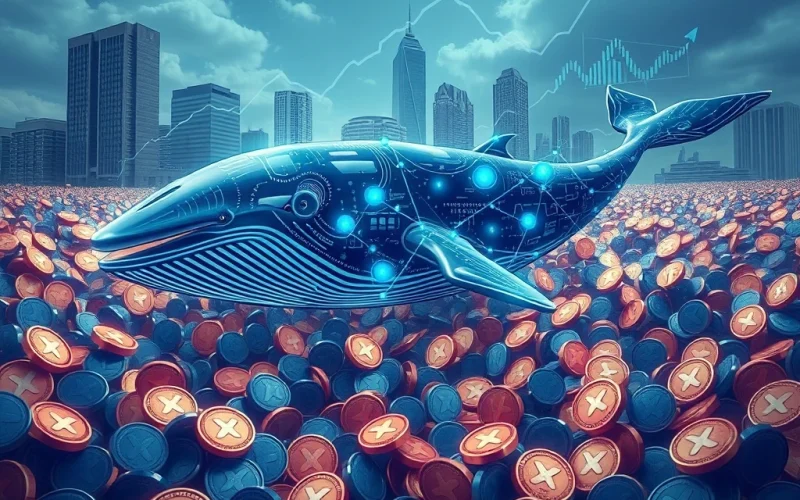 Depiction of large XRP whale accumulation, representing institutional confidence and potential future market surge for Ripple's XRP.