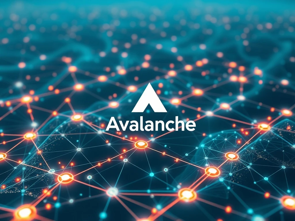 A visual representation of AI agents interacting on the Avalanche blockchain, highlighting Youmio's pioneering Layer 1 chain.
