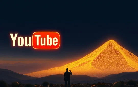 YouTube Valuation: A silhouette stands before a vast, glowing YouTube logo, contemplating the massive missed $550 billion opportunity after the Google acquisition.