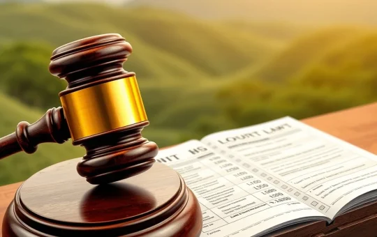 A judge's gavel striking down on a digital tablet displaying Bored Ape Yacht Club NFTs, symbolizing the Ninth Circuit's reversal of the Yuga Labs trademark award.