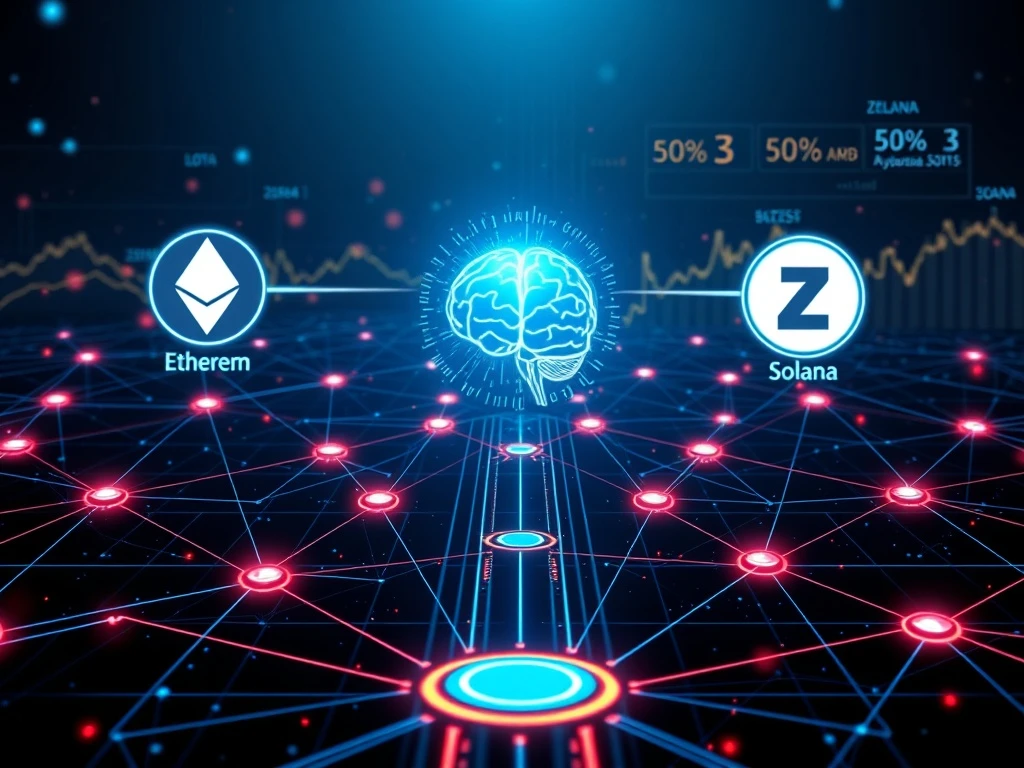 Visualizing Zircuit's Hyperliquid AI Engine revolutionizing cross-chain DeFi with enhanced blockchain security, as the ZRC token dramatically surges.
