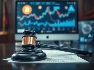 Courtroom scene representing the AI crypto fraud sentencing and legal consequences for investment scams.