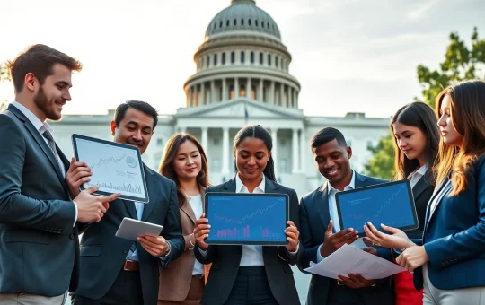 Crypto fellowship participants collaborating in front of US Capitol building for blockchain policy development
