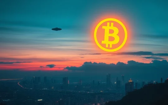 Conceptual image showing the potential alien discovery crypto surge impact on financial markets and Bitcoin.