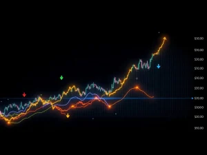 Financial chart showing cryptocurrency breakout patterns signaling potential altcoin rally and market momentum