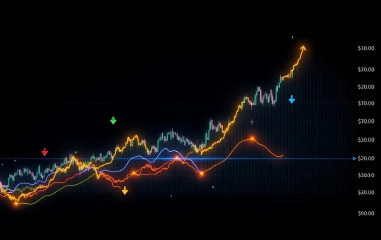 Financial chart showing cryptocurrency breakout patterns signaling potential altcoin rally and market momentum
