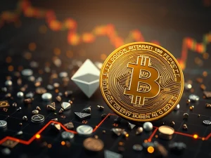 Conceptual image showing capital shifting from altcoins to dominant Bitcoin and Ethereum cryptocurrencies.