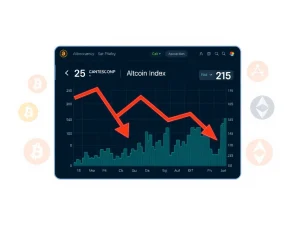 Analytics dashboard showing the Altcoin Season Index falling to 25, indicating shifting crypto market dynamics.