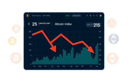 Analytics dashboard showing the Altcoin Season Index falling to 25, indicating shifting crypto market dynamics.