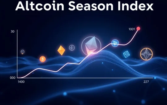 Data visualization showing the Altcoin Season Index rising to 27, indicating a potential shift in cryptocurrency market cycles.