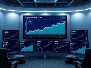 Data visualization showing the Altcoin Season Index rising, indicating shifting cryptocurrency market performance.