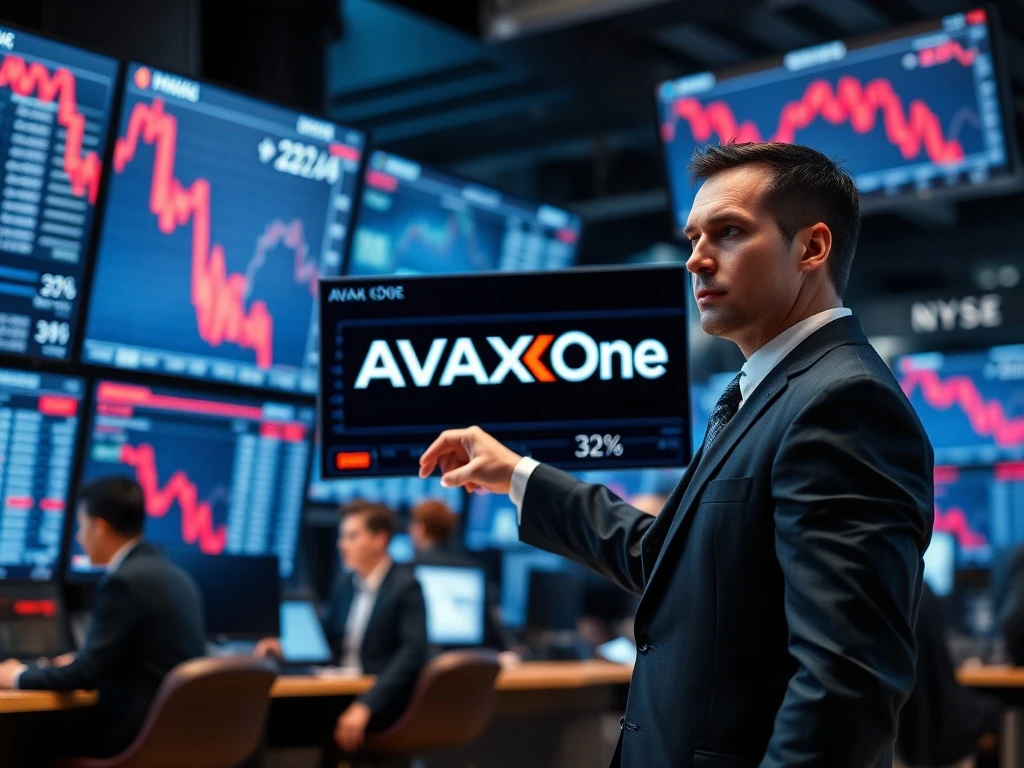 AVAX One share price plunges 32% on trading floor screens after SEC filing.