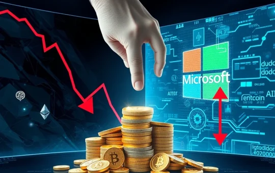 Illustration of Big Tech AI profit fears causing a cryptocurrency market sell-off and price decline.