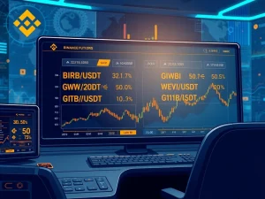 Binance exchange listing BIRB and GWEI perpetual futures contracts for leveraged cryptocurrency trading.