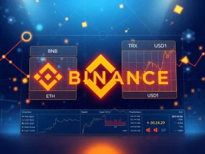 Binance cross margin trading interface showing new BNB ETH SOL TRX USD1 pairs