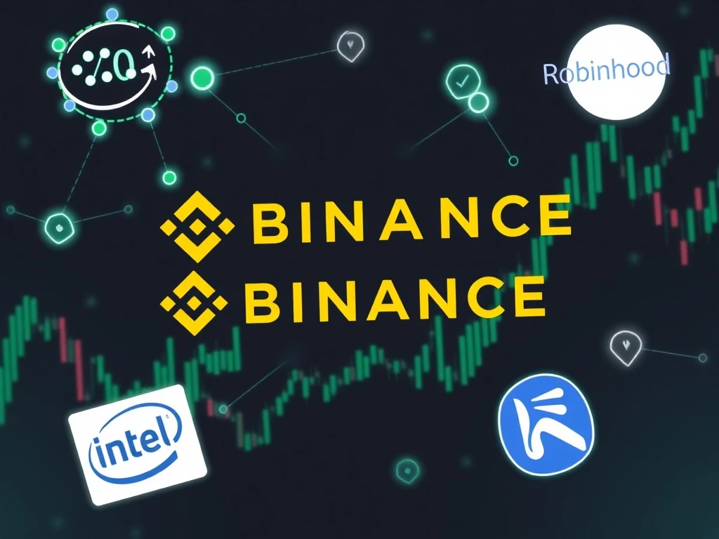 Binance launches perpetual futures contracts for Intel and Robinhood stock trading.