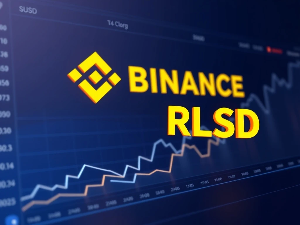 Binance exchange listing the RLUSD Ripple USD stablecoin for digital asset trading.