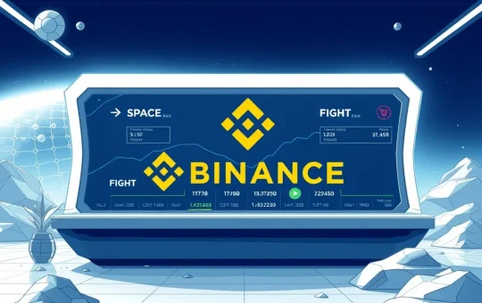 Binance exchange interface showing SPACE and FIGHT perpetual futures listings with 20x leverage trading options