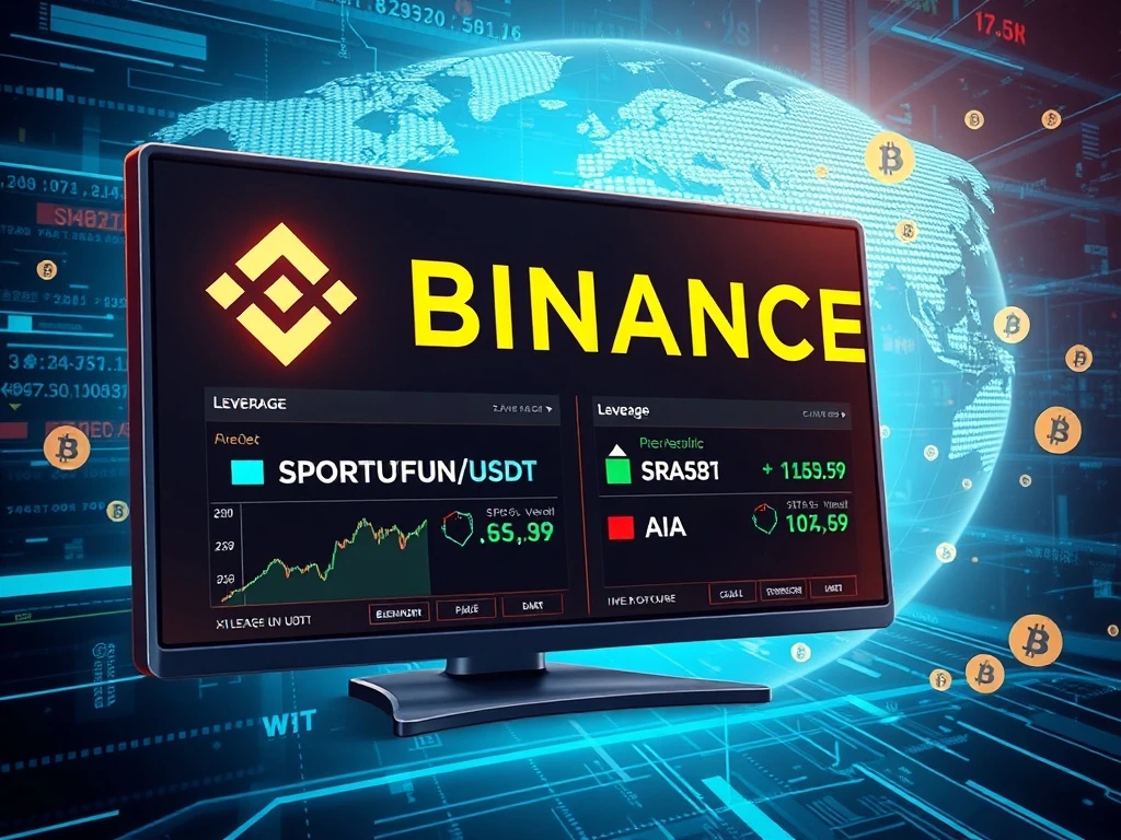 Binance SPORTFUN and AIA perpetual futures listing announcement for cryptocurrency derivatives trading
