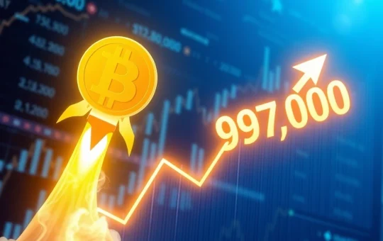 Bitcoin price chart showing a dramatic rally above $97,000 in early 2026, indicating strong bullish momentum.
