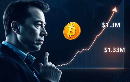 Conceptual visualization of Samson Mow's 2026 Bitcoin prediction and Elon Musk's potential investment impact.