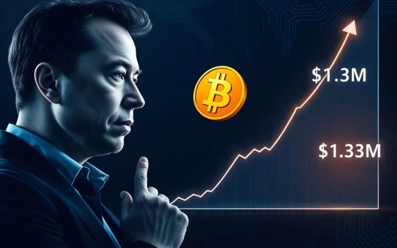 Conceptual visualization of Samson Mow's 2026 Bitcoin prediction and Elon Musk's potential investment impact.