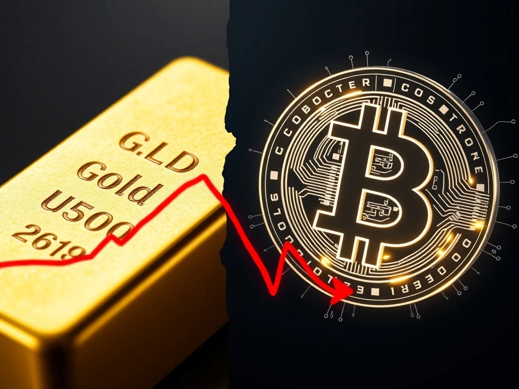 Bitcoin's digital gold status challenged as its value weakens significantly against physical gold bullion.