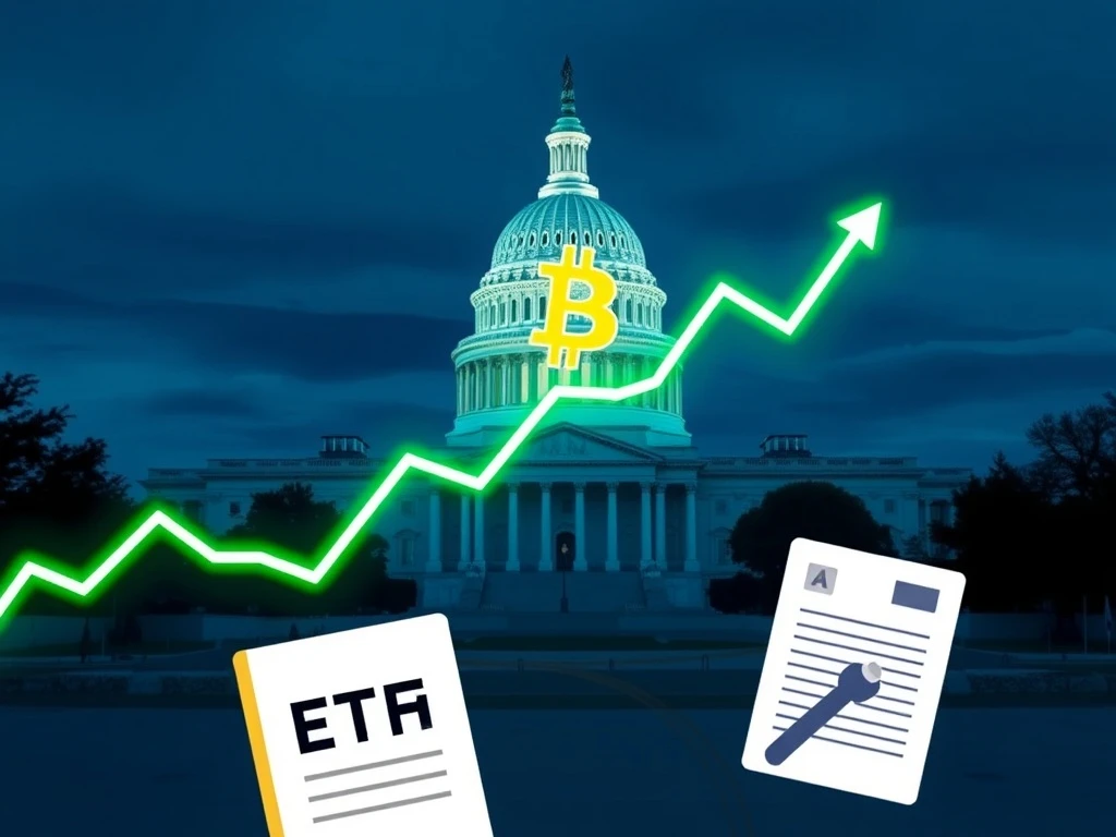 Bitcoin price rally and ETF inflows surge amid US regulatory delays for crypto market structure.