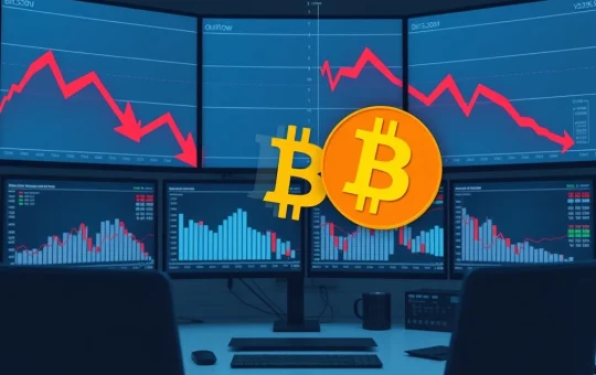 Bitcoin ETF outflow data visualization showing three consecutive days of institutional withdrawals and declining investment trends