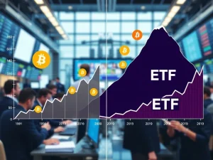 Bitcoin ETF volatility versus traditional ETF growth in 2026 investment markets showing divergent investor behavior