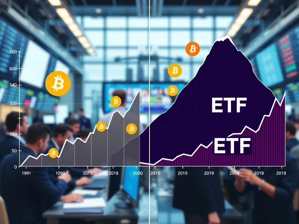 Bitcoin ETF volatility versus traditional ETF growth in 2026 investment markets showing divergent investor behavior
