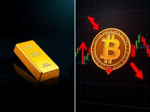 Bitcoin price divergence from gold record high during geopolitical uncertainty