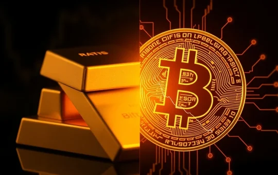 Bitcoin vs gold ratio analysis showing declining trend amid safe-haven demand surge