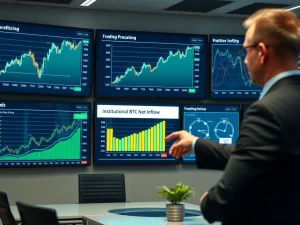 Data visualization showing the significant net inflow of Bitcoin into institutional custody wallets over the past year.