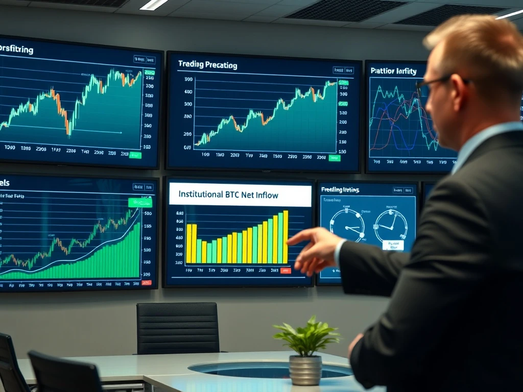 Data visualization showing the significant net inflow of Bitcoin into institutional custody wallets over the past year.