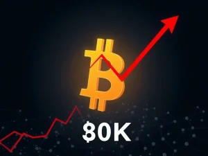 Bitcoin price analysis showing investor losses and volatility risk below $80,000
