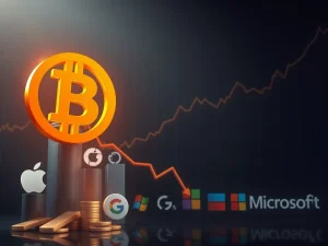 Bitcoin market cap ranking falls among top global assets like gold and stocks.
