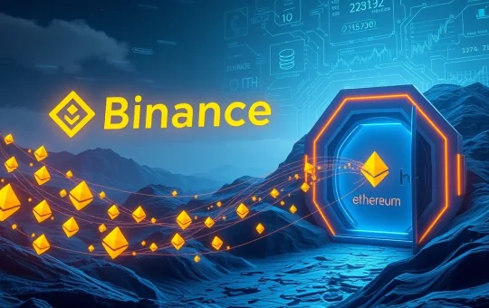 Conceptual visualization of a Bitcoin OG's massive $427 million Ethereum withdrawal from Binance exchange.