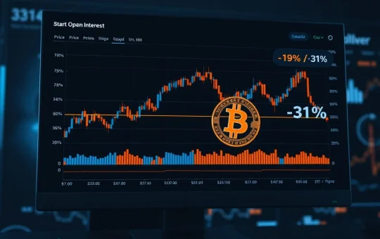 Bitcoin open interest decline analysis showing potential market bottom formation and rebound indicators