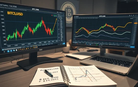 Bitcoin power law analysis showing critical $65,000 price level for cryptocurrency market direction