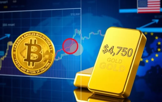 Bitcoin price analysis showing $100K target alongside gold reaching record $4,750 per ounce in volatile markets