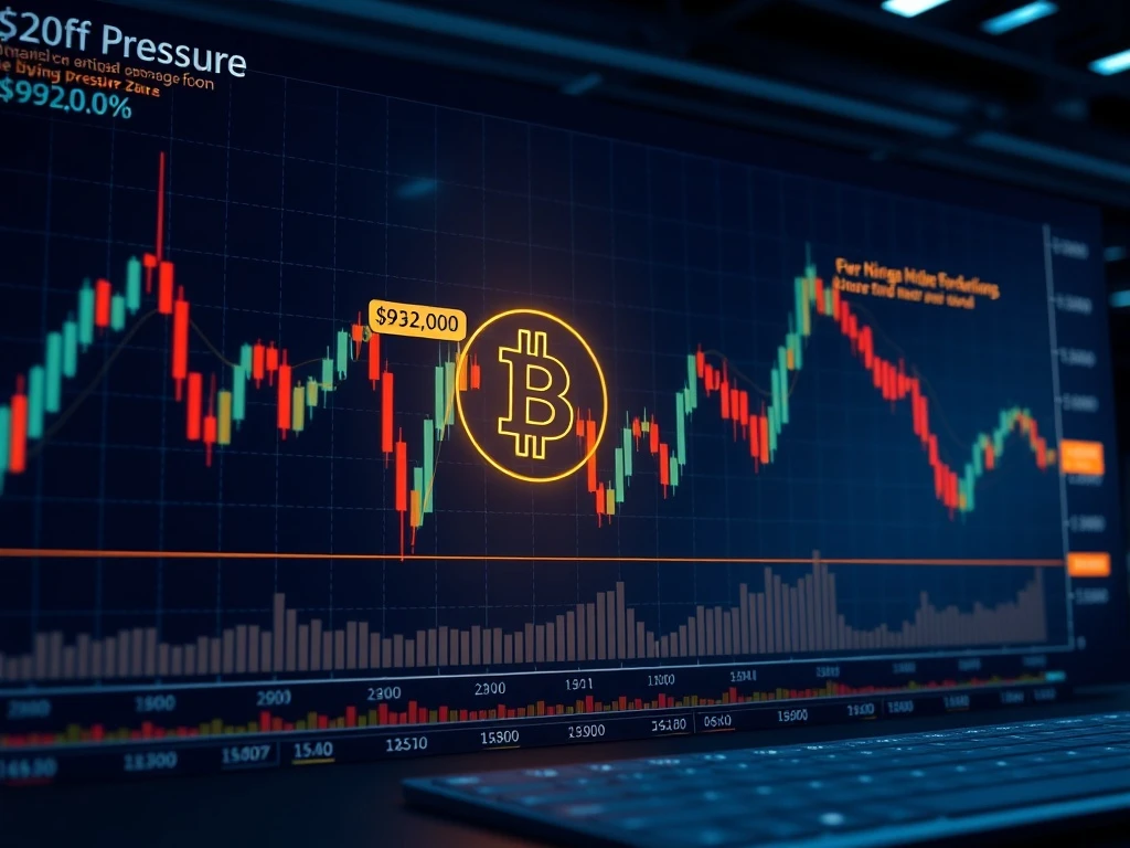 Bitcoin price analysis chart showing higher lows and key support at $92,000 amid leverage adjustment.