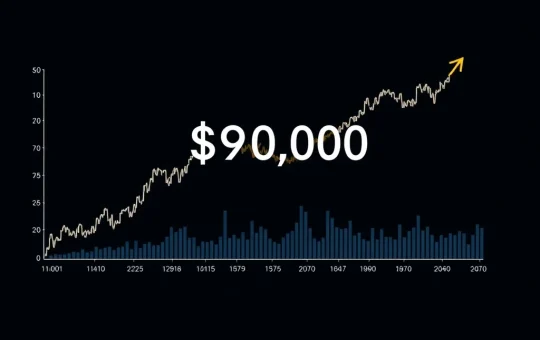 Bitcoin price chart showing decline below $91,000 with market analysis indicators