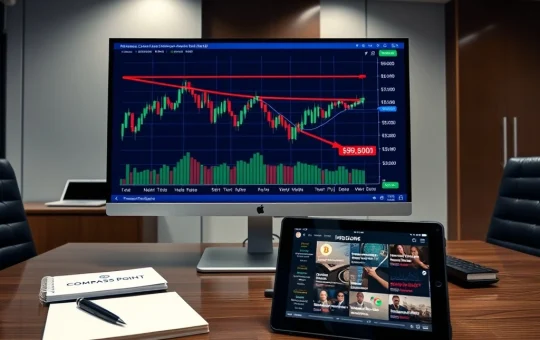 Analyst chart showing Bitcoin price resistance at $98,000, illustrating Compass Point's key caution level for investors.