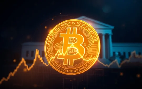 Bitcoin price analysis chart showing consolidation after a peak near $96,500, with macro risk factors like tariffs considered.