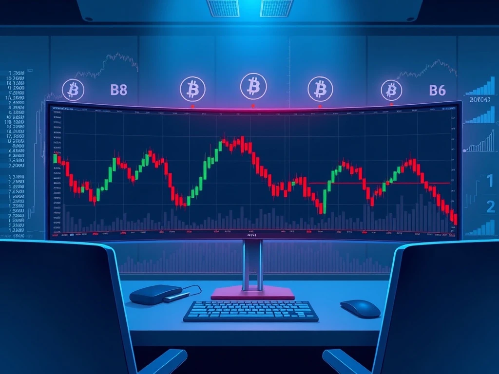 Bitcoin price chart showing death cross formation with analysis of market volatility and trading ranges