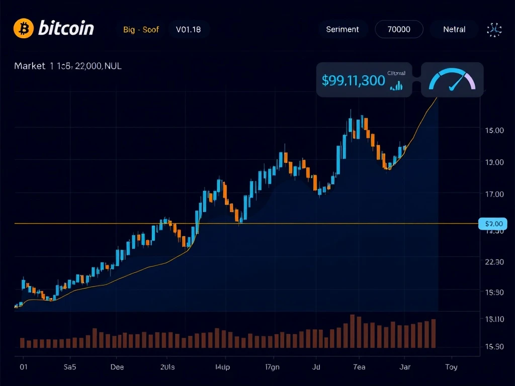 Bitcoin price chart analysis showing a correction to $91,800 within a broader bullish trend.